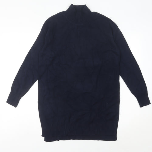 Marks and Spencer Women's Blue Small Mock Neck Long Sleeve Tunic Jumper