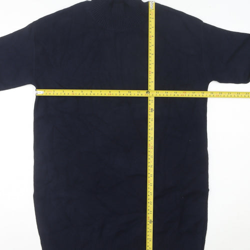 Marks and Spencer Women's Blue Small Mock Neck Long Sleeve Tunic Jumper