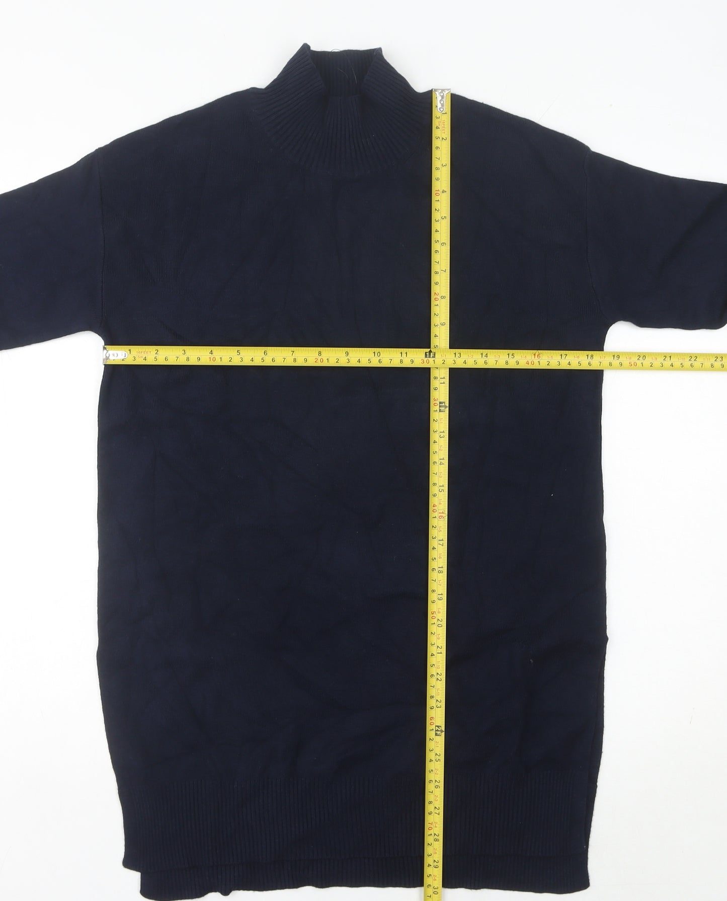Marks and Spencer Women's Blue Small Mock Neck Long Sleeve Tunic Jumper