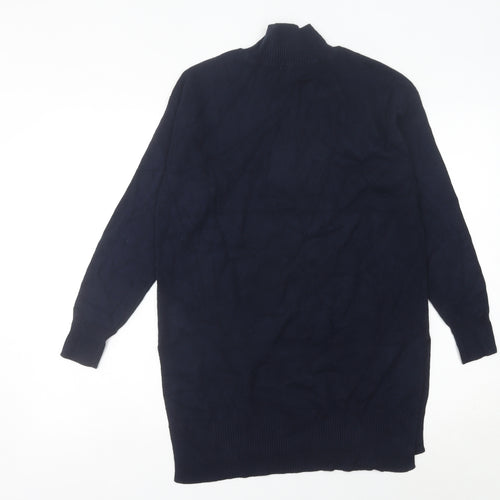 Marks and Spencer Women's Blue Small Mock Neck Long Sleeve Tunic Jumper