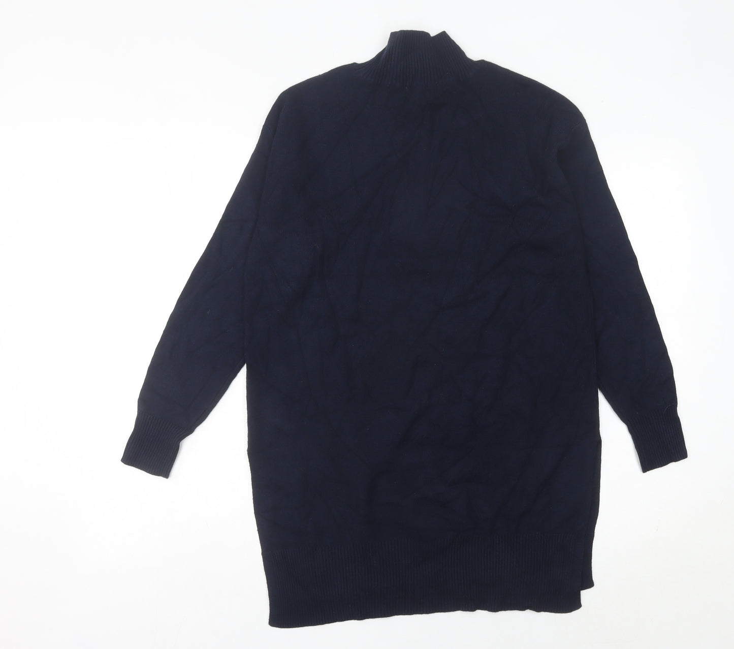Marks and Spencer Women's Blue Small Mock Neck Long Sleeve Tunic Jumper