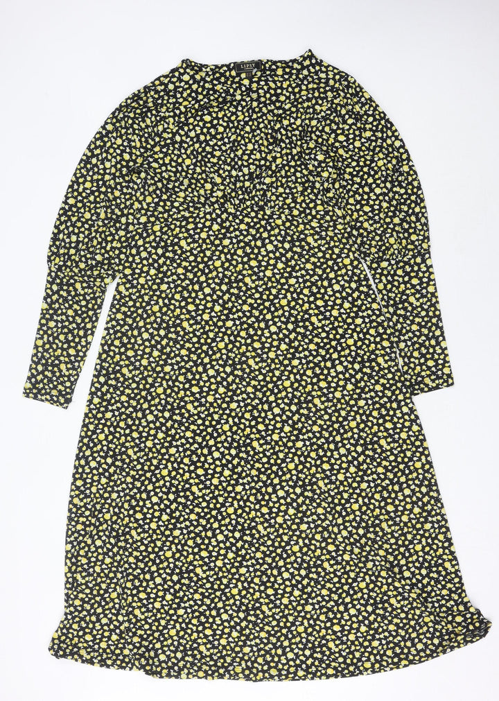Lipsy Women’s Multicoloured Floral A-Line Midi Dress Size 14