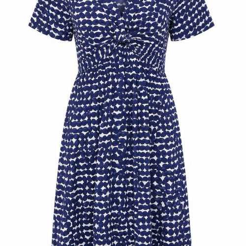 Marks and Spencer Women’s Blue Geometric A-Line Knee Length Dress UK 8