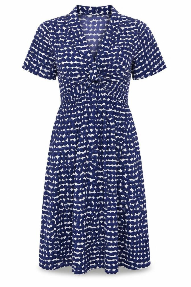 Marks and Spencer Women’s Blue Geometric A-Line Knee Length Dress UK 8