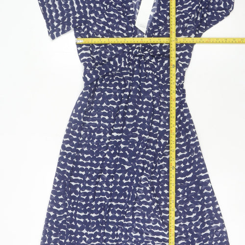 Marks and Spencer Women’s Blue Geometric A-Line Knee Length Dress UK 8