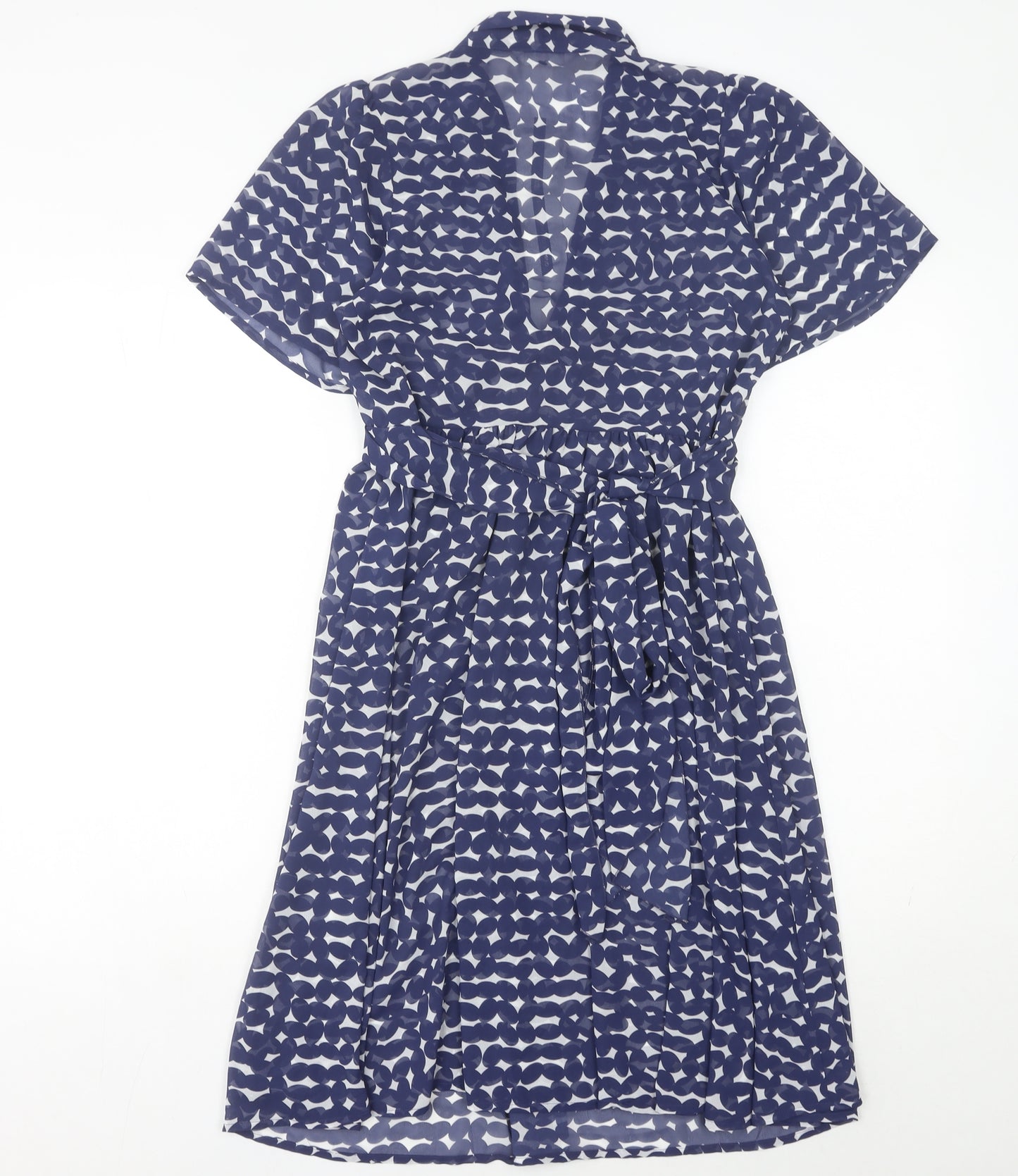 Marks and Spencer Women’s Blue Geometric A-Line Knee Length Dress UK 8