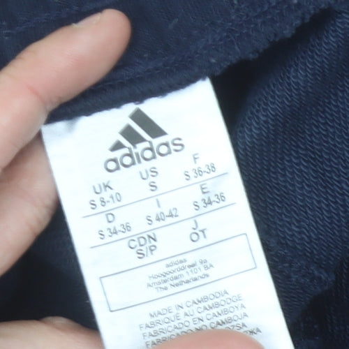 Adidas Womens Blue Jogger Trousers Size 8-10 Cotton Blend Logo