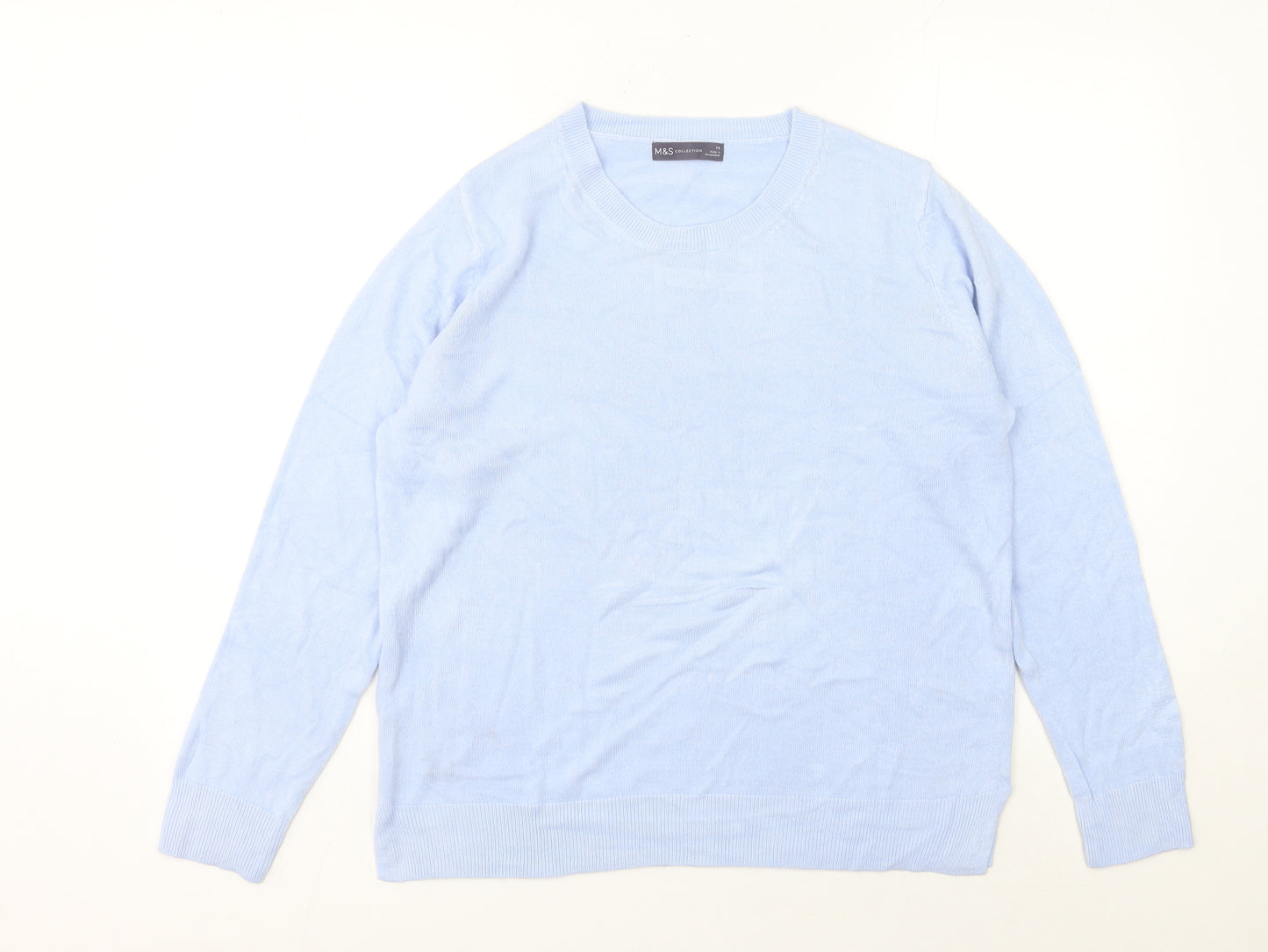 Marks and Spencer Women's Blue Size 16 Crew Neck Pullover Jumper