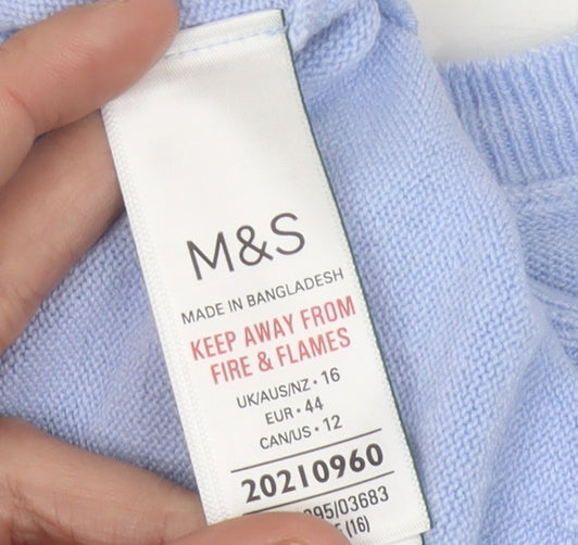Marks and Spencer Women's Blue Size 16 Crew Neck Pullover Jumper