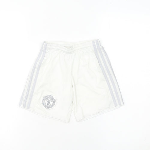 Adidas Boys White Manchester United Athletic Football Shorts 7-8Y