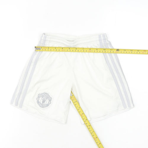 Adidas Boys White Manchester United Athletic Football Shorts 7-8Y