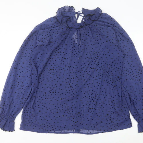 Next Women’s Blue Star Print Chiffon Tunic Blouse Size 10