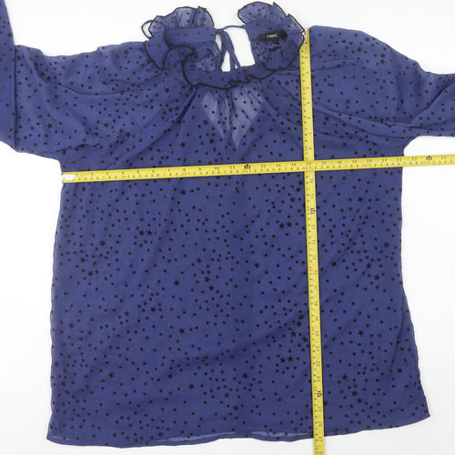 Next Women’s Blue Star Print Chiffon Tunic Blouse Size 10