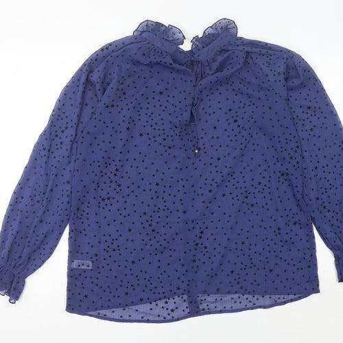 Next Women’s Blue Star Print Chiffon Tunic Blouse Size 10