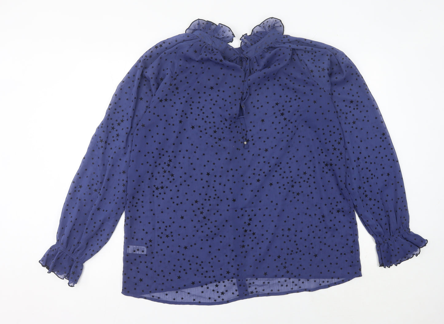 Next Women’s Blue Star Print Chiffon Tunic Blouse Size 10