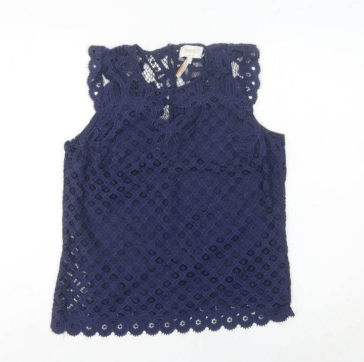 Laundry by Shelli Segal Women’s Blue Lace Sleeveless Camisole Blouse S
