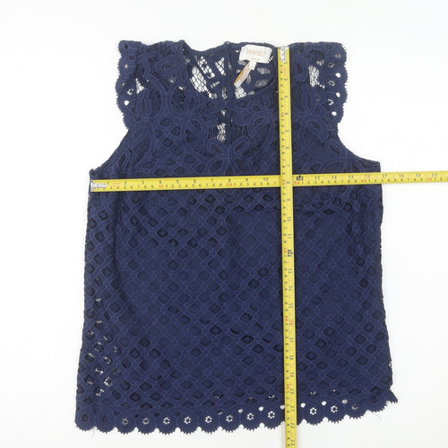 Laundry by Shelli Segal Women’s Blue Lace Sleeveless Camisole Blouse S