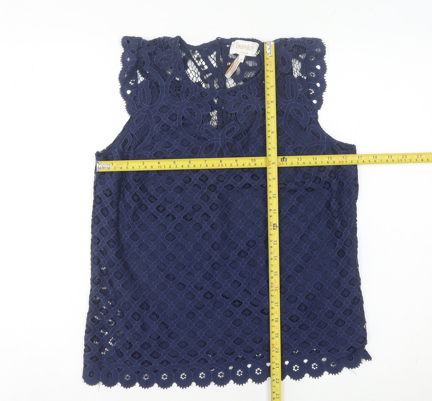 Laundry by Shelli Segal Women’s Blue Lace Sleeveless Camisole Blouse S