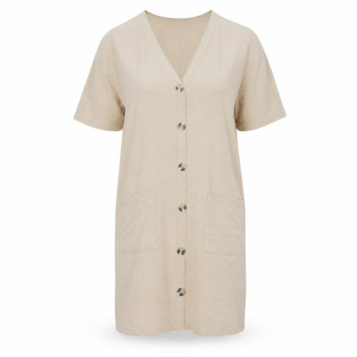 ASOS DESIGN Women’s Beige Cotton Knee Length Shirt Dress Size 16