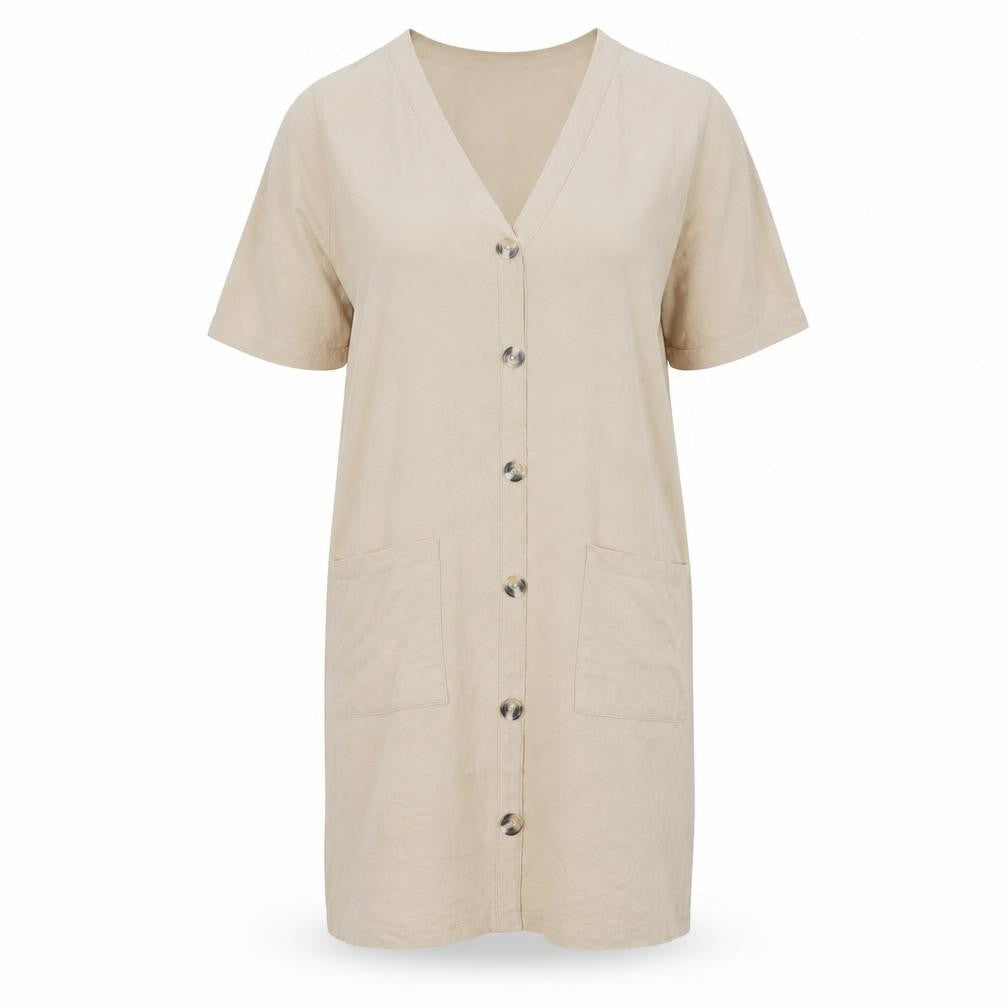ASOS DESIGN Women’s Beige Cotton Knee Length Shirt Dress Size 16
