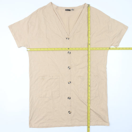ASOS DESIGN Women’s Beige Cotton Knee Length Shirt Dress Size 16