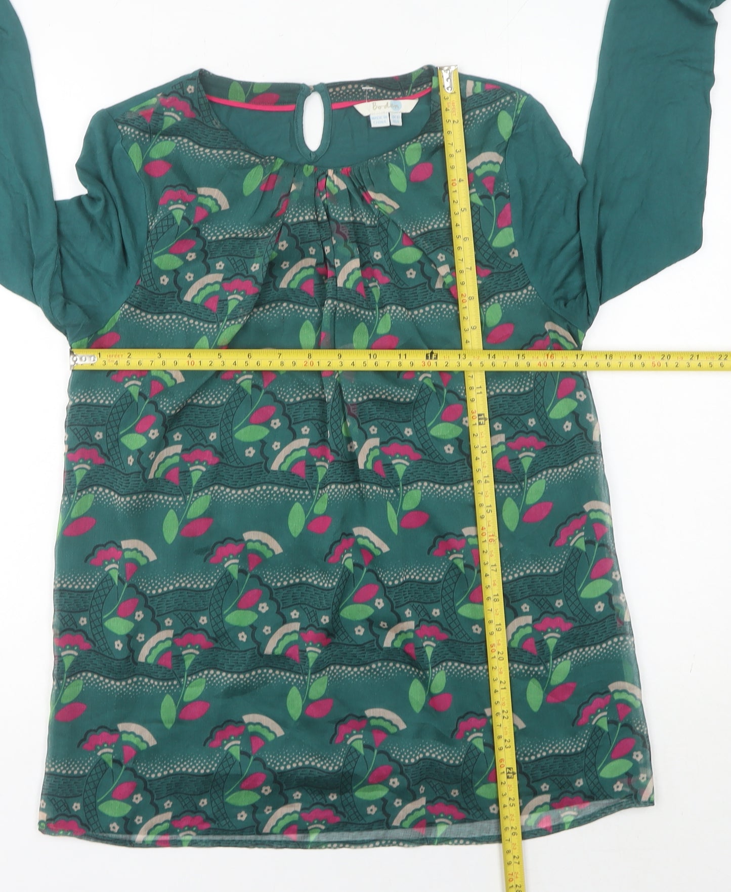 Boden Women’s Green Floral Long Sleeve Blouse UK 10