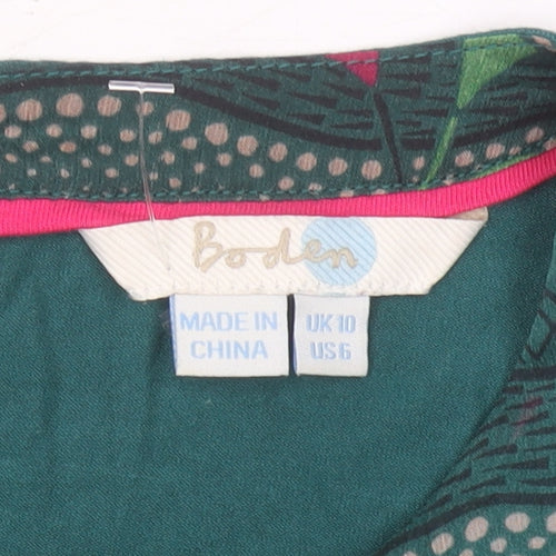 Boden Women’s Green Floral Long Sleeve Blouse UK 10