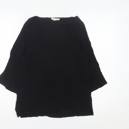 H&M Women’s Black Tunic Blouse Size 6 Boat Neck 3/4 Sleeve Viscose