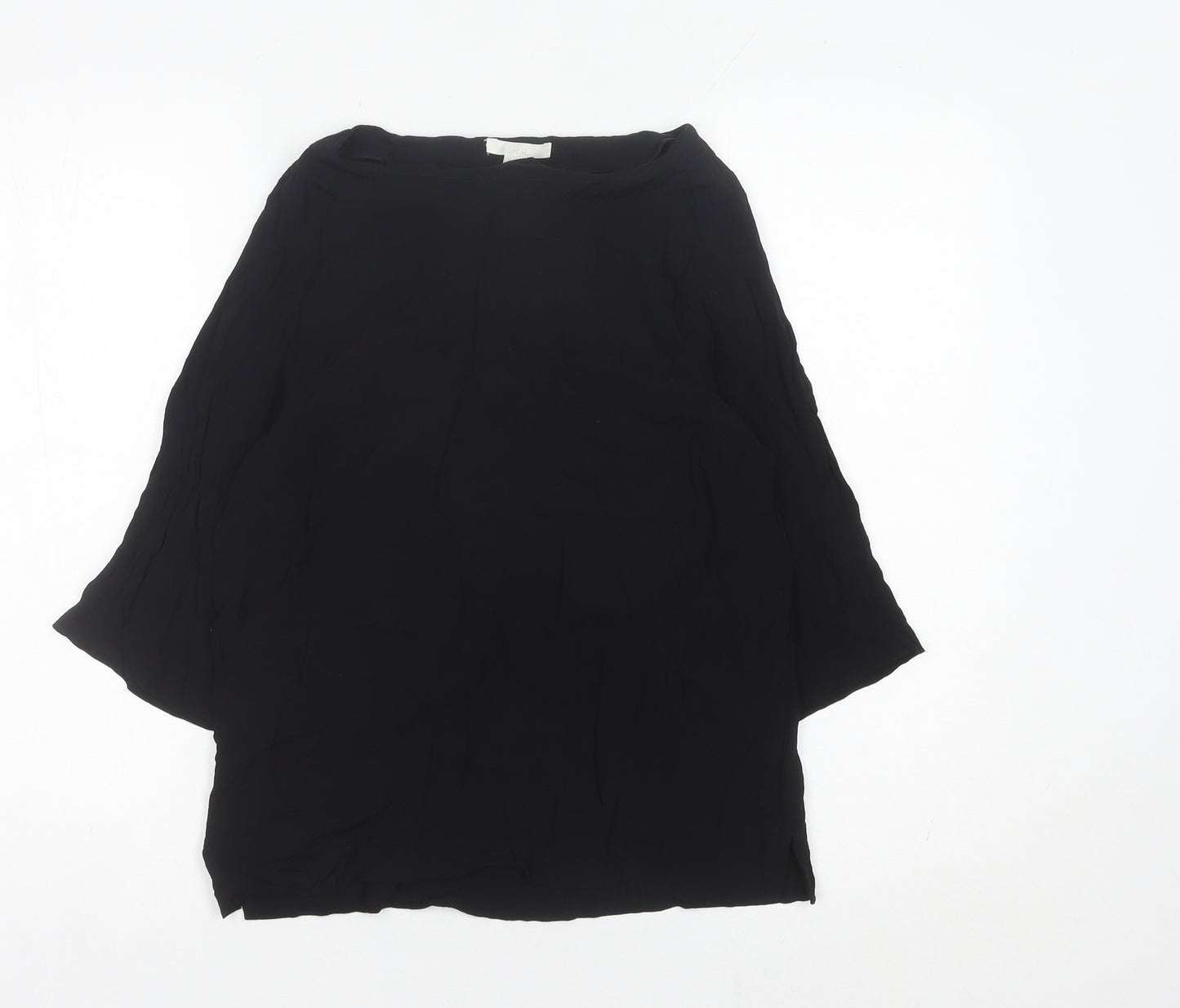 H&M Women’s Black Tunic Blouse Size 6 Boat Neck 3/4 Sleeve Viscose