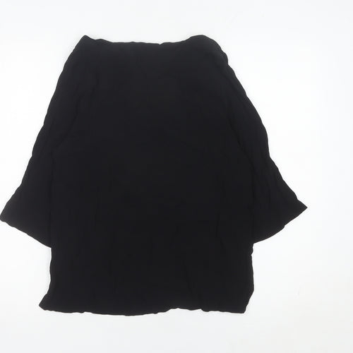 H&M Women’s Black Tunic Blouse Size 6 Boat Neck 3/4 Sleeve Viscose