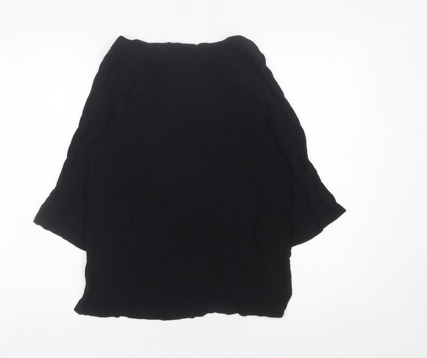 H&M Women’s Black Tunic Blouse Size 6 Boat Neck 3/4 Sleeve Viscose