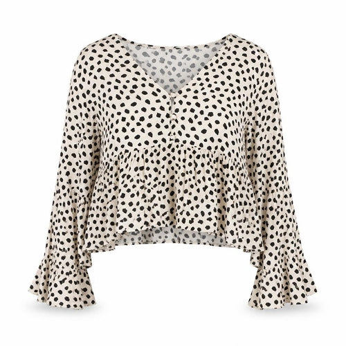 ASOS DESIGN Womens Beige Animal Print Cropped Blouse Size 16