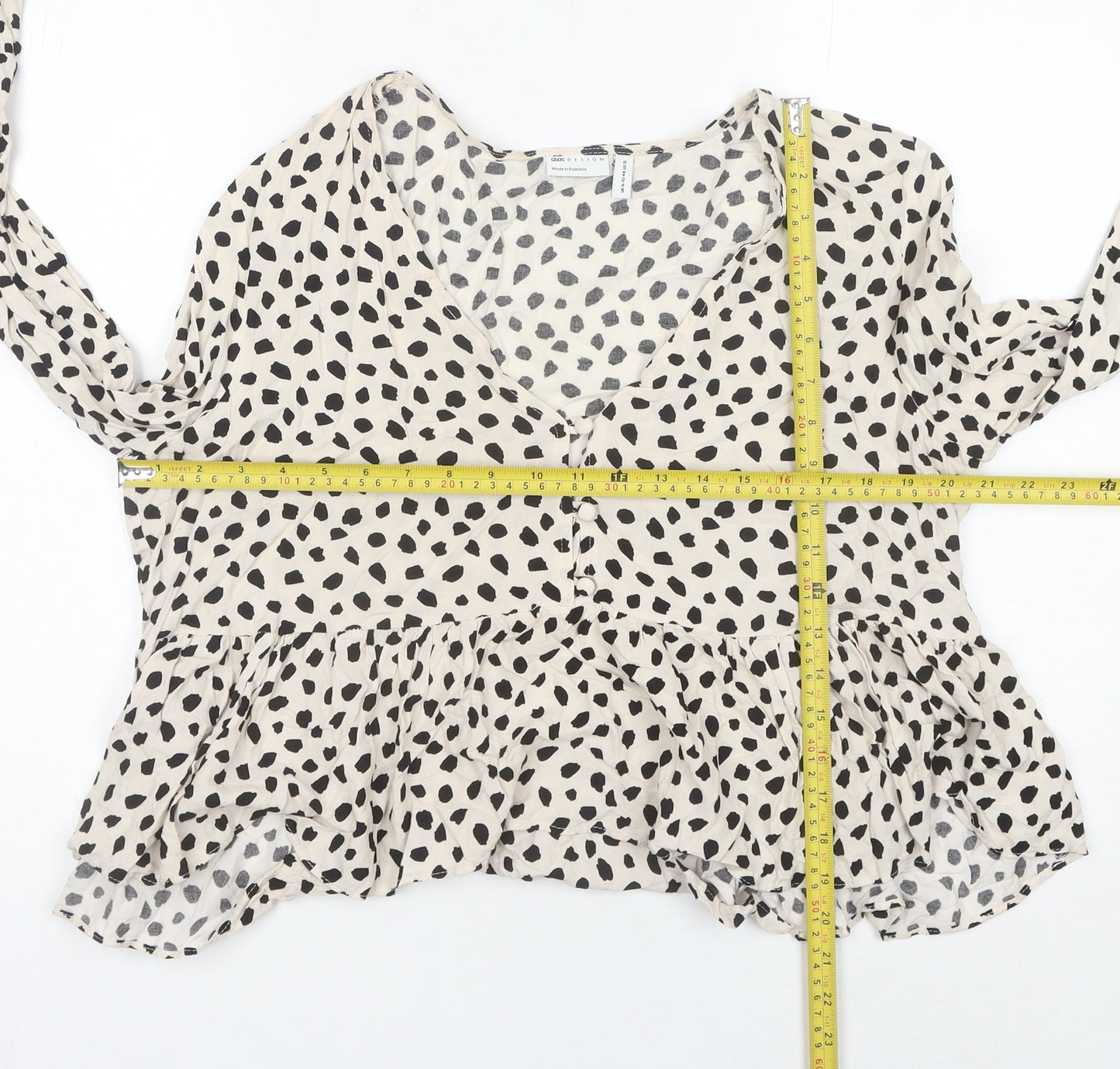 ASOS DESIGN Womens Beige Animal Print Cropped Blouse Size 16
