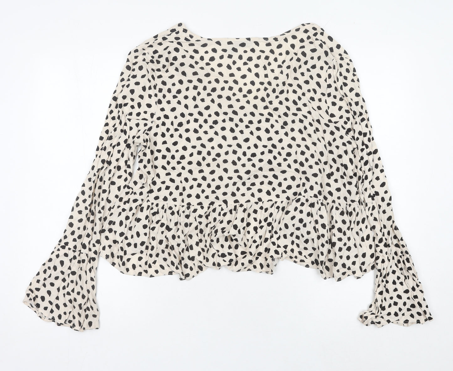ASOS DESIGN Womens Beige Animal Print Cropped Blouse Size 16