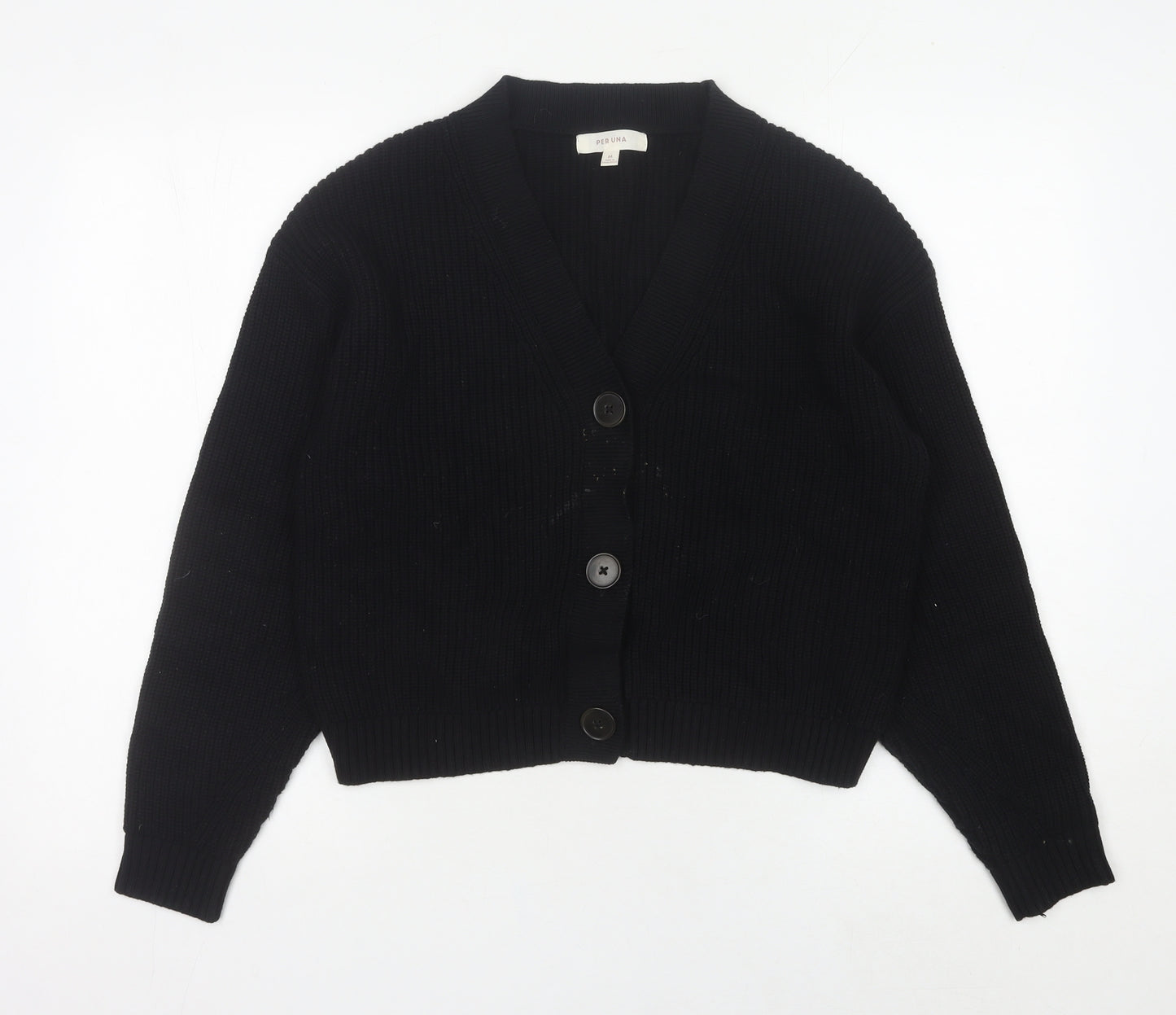 Marks and Spencer Women’s Black M V-Neck Chunky-Knit Cardigan