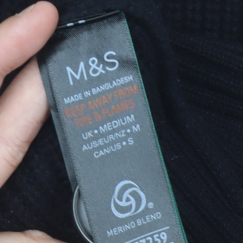 Marks and Spencer Women’s Black M V-Neck Chunky-Knit Cardigan