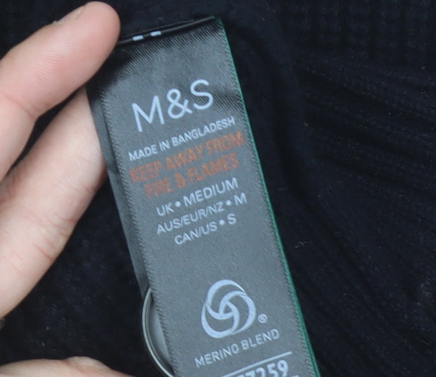 Marks and Spencer Women’s Black M V-Neck Chunky-Knit Cardigan