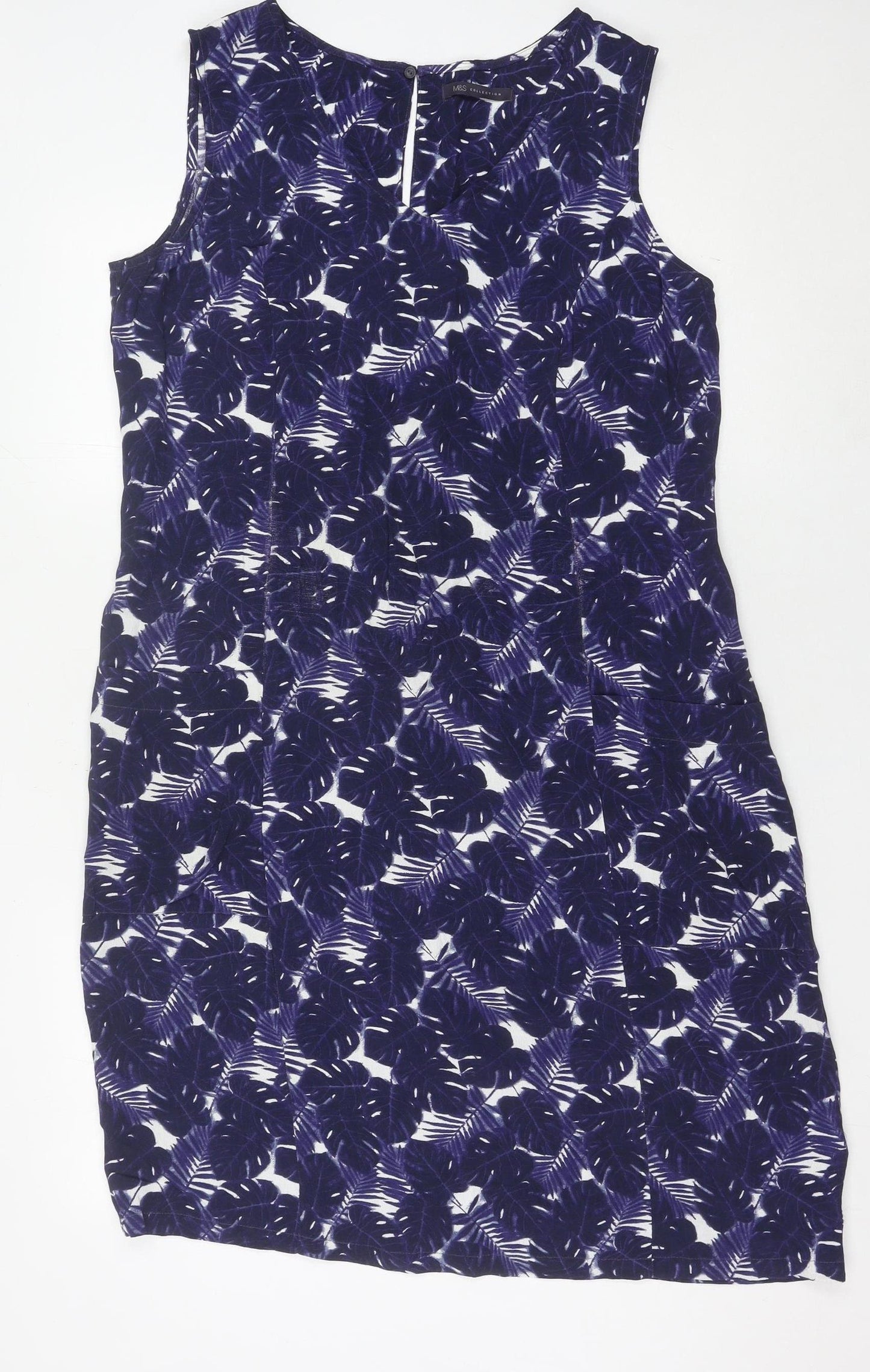 Marks and Spencer Women’s Blue Floral Shift Dress Size 14 Knee Length