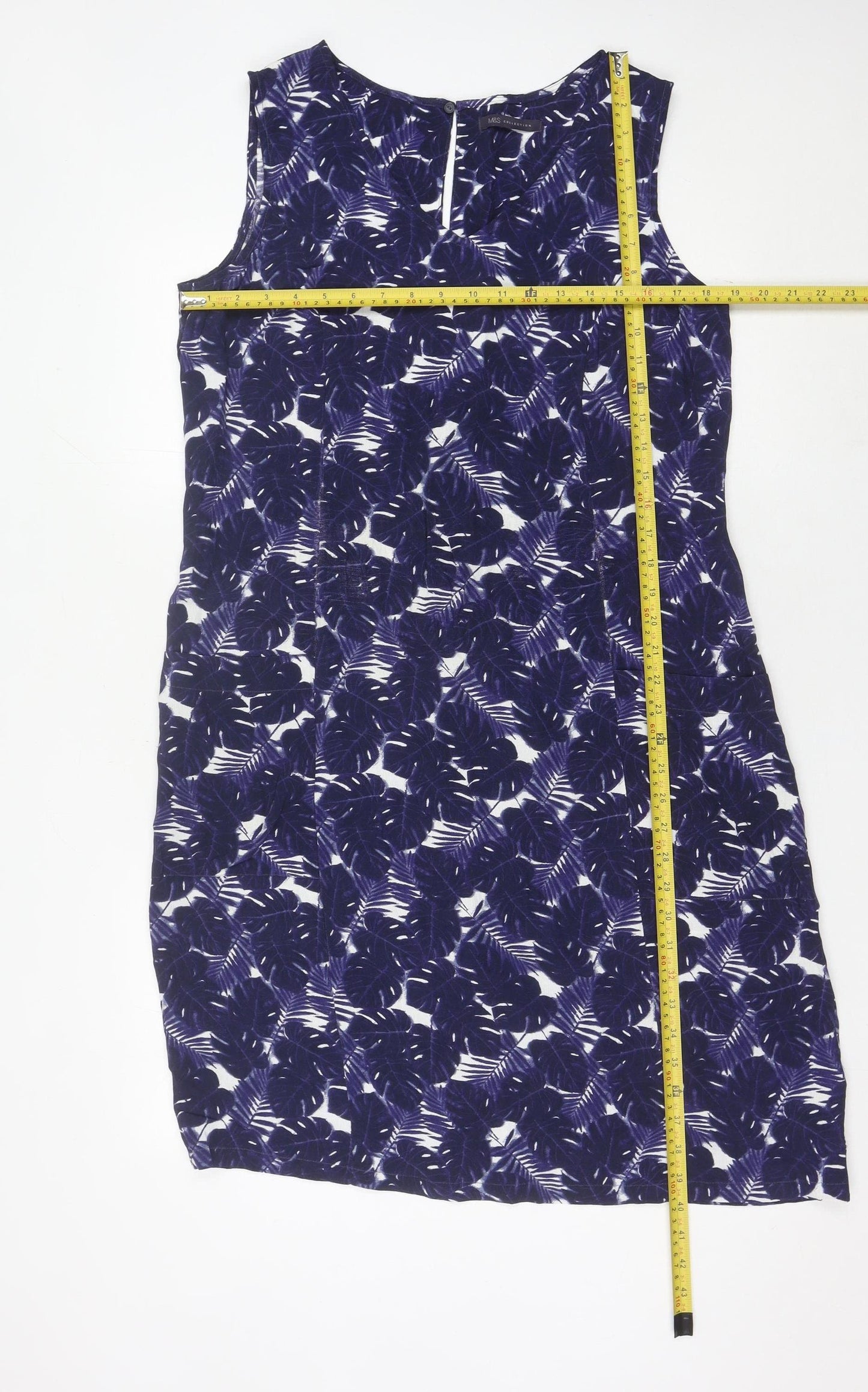 Marks and Spencer Women’s Blue Floral Shift Dress Size 14 Knee Length