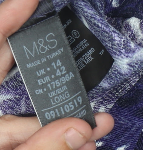 Marks and Spencer Women’s Blue Floral Shift Dress Size 14 Knee Length