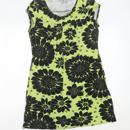 Dorothy Perkins Women's Green Floral Shift Dress Size 14 Knee Length