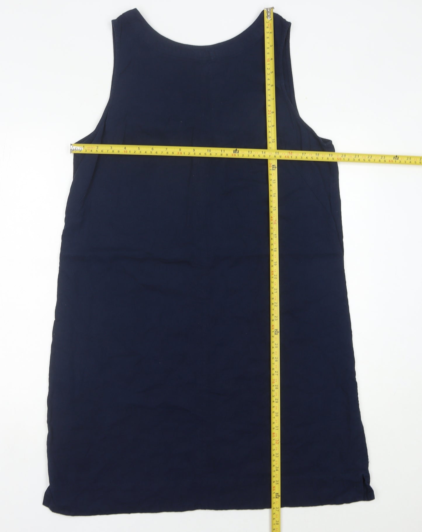 Marks and Spencer Women’s Blue Linen Blend Shift Dress Size 16 Sleeveless