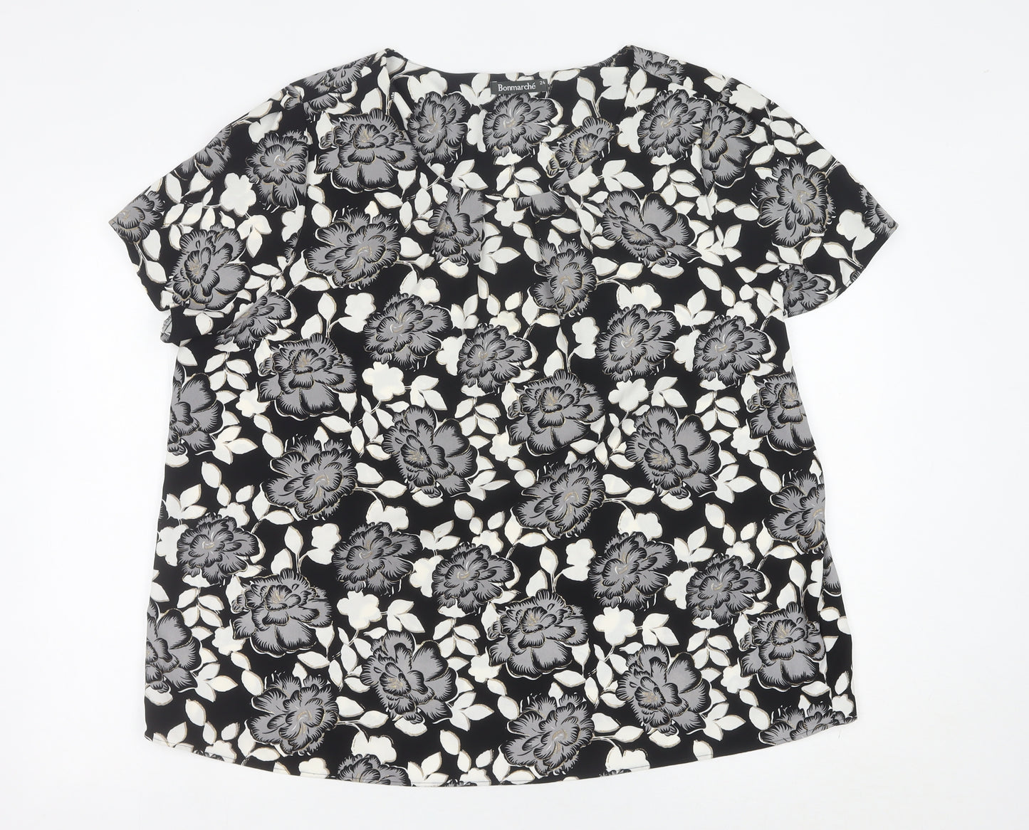 Bonmarché Womens Plus Size 24 Floral Short Sleeve Blouse