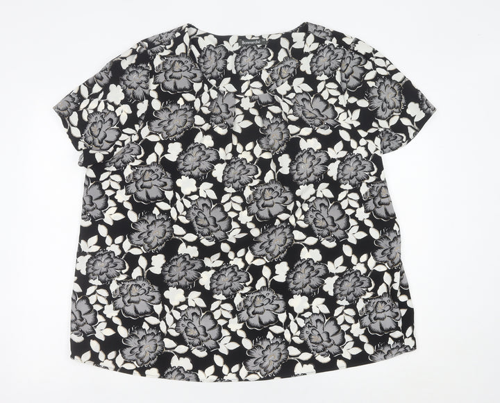 Bonmarché Womens Plus Size 24 Floral Short Sleeve Blouse