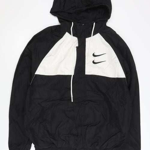 Nike Men's Black Colourblock Windbreaker Jacket L Hooded