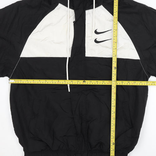 Nike Men's Black Colourblock Windbreaker Jacket L Hooded