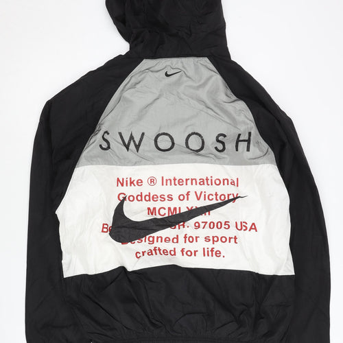 Nike Men's Black Colourblock Windbreaker Jacket L Hooded