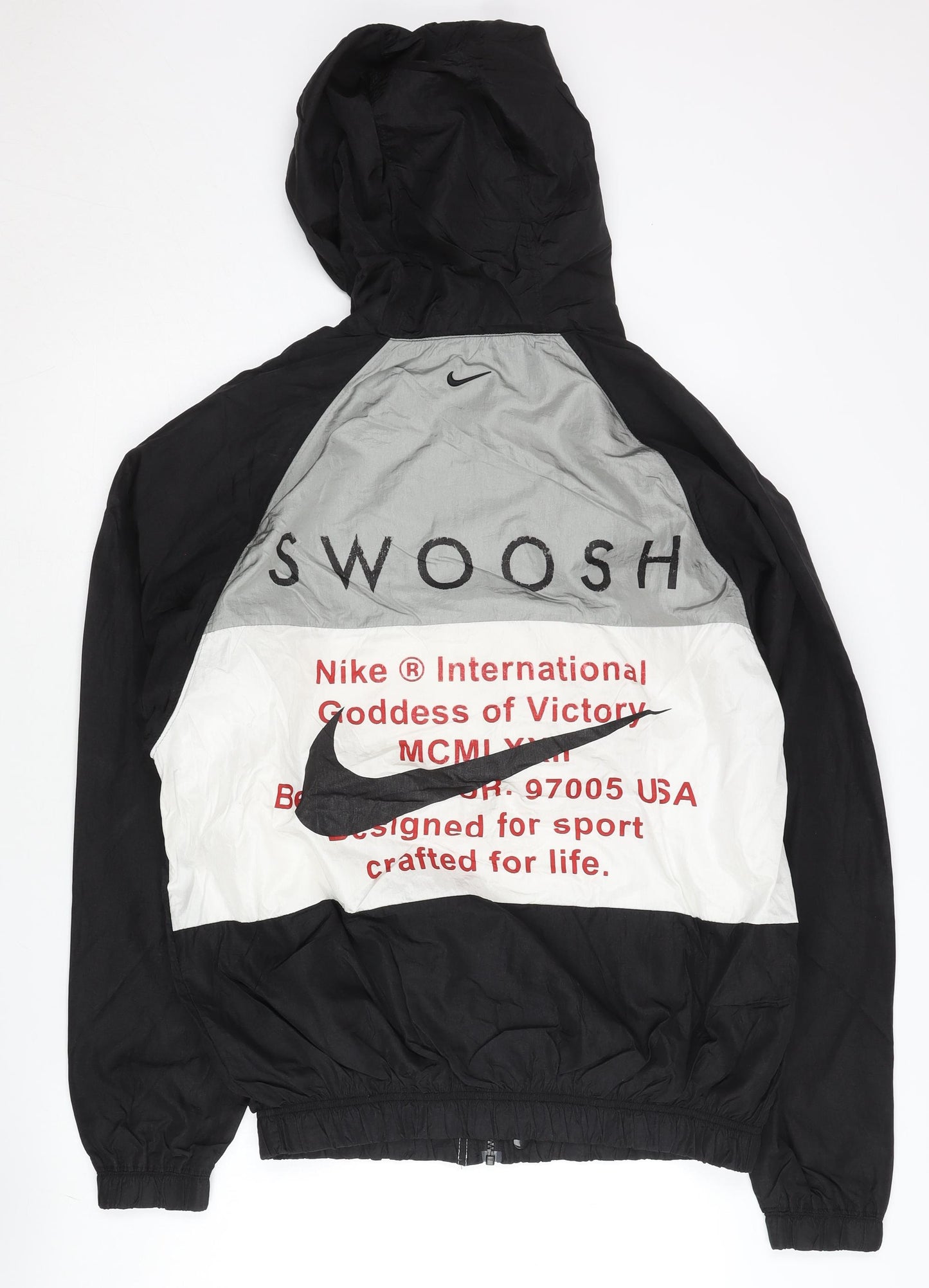 Nike Men's Black Colourblock Windbreaker Jacket L Hooded