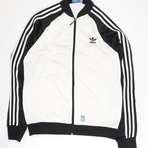 Adidas Men's White Track Jacket L Colourblock Full Zip Sports
