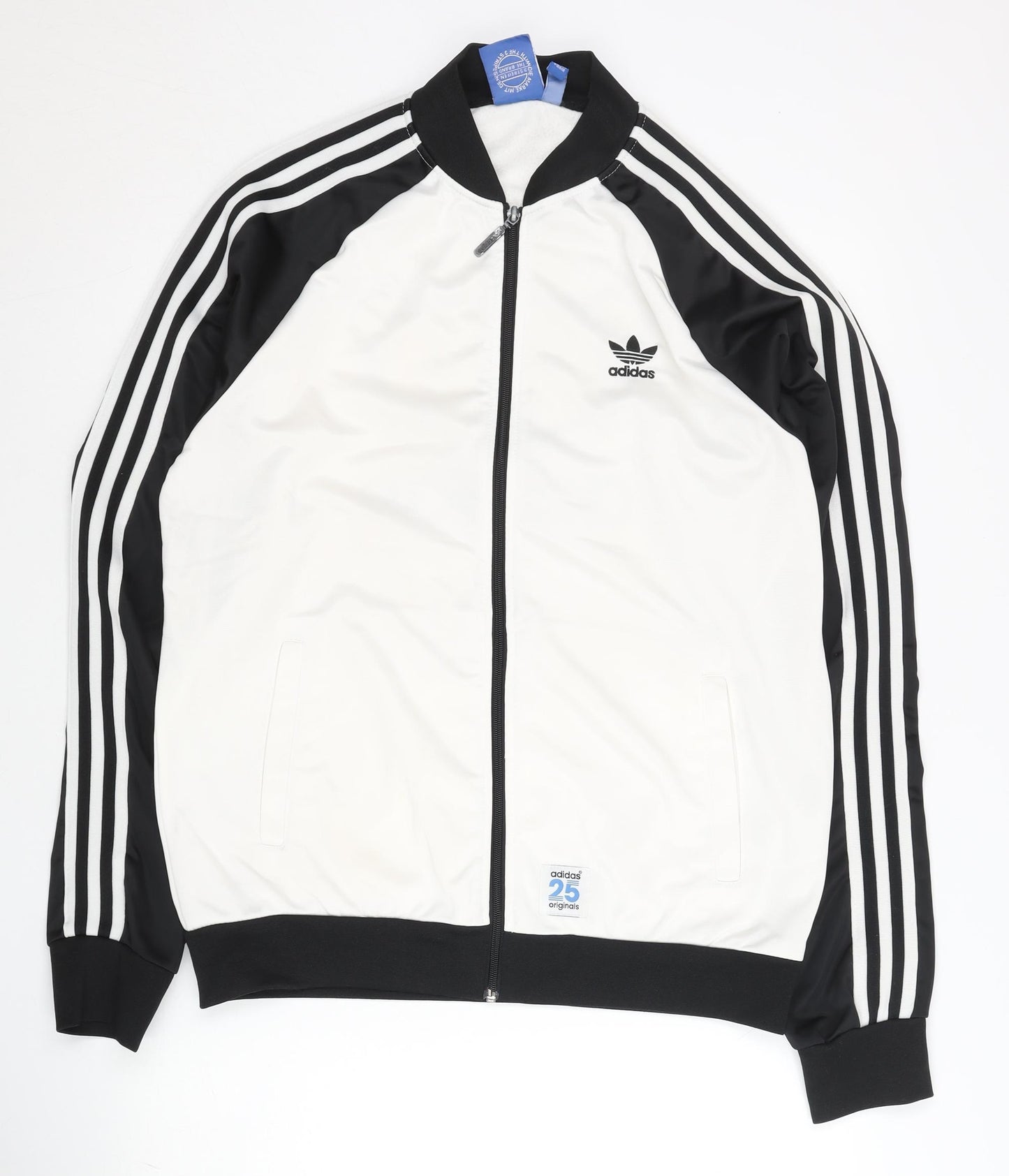 Adidas Men's White Track Jacket L Colourblock Full Zip Sports